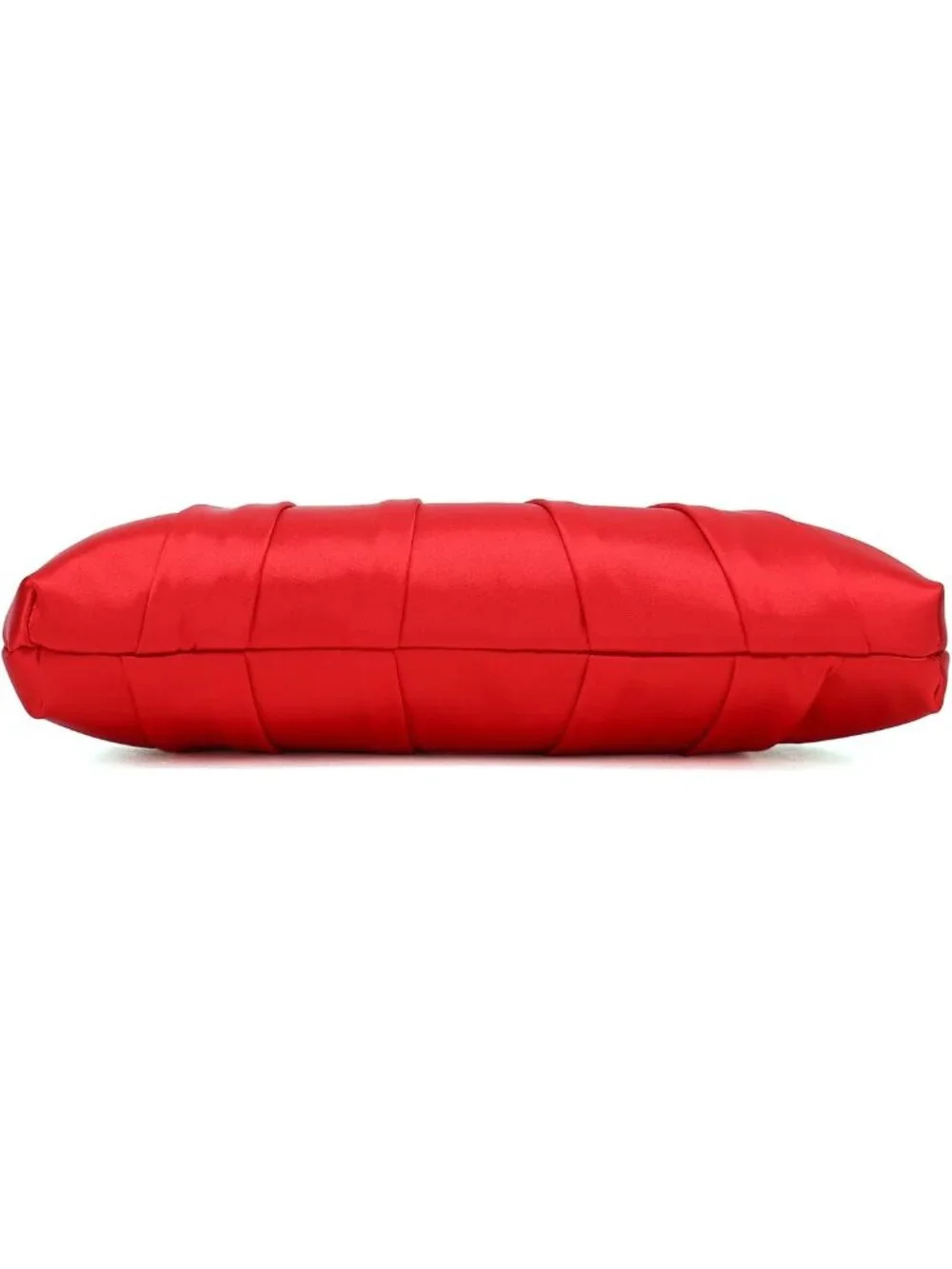 👜 Women's Red Classic Pleated Satin Clutch Bag Diamante Embellished Clutch